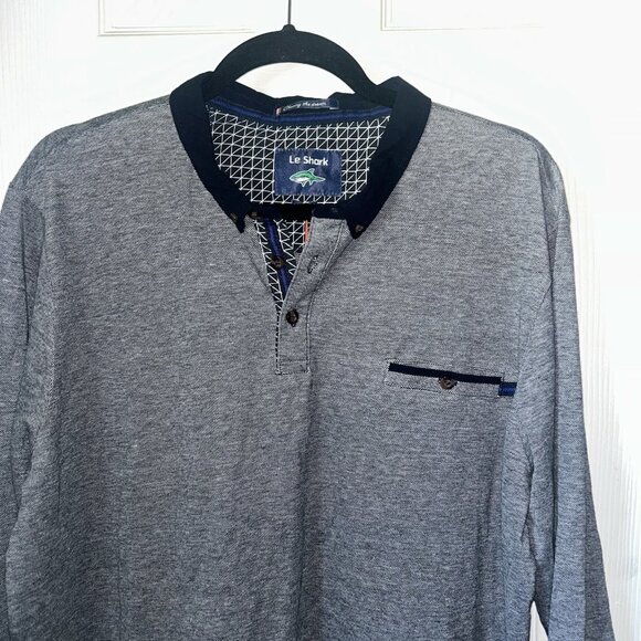 Le Shark Navy Blue Polo Long Sleeve Preppy Business Casual Sweater Mens Size XL - Picture 3 of 7